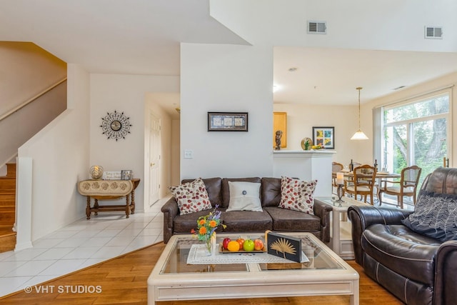 976 Enfield Dr, Northbrook, IL 60062 - living room with light tile patterned floors and stairway