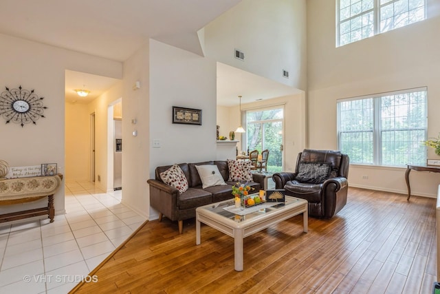 976 Enfield Dr, Northbrook, IL 60062 - living area featuring light wood-style flooring and a towering ceiling