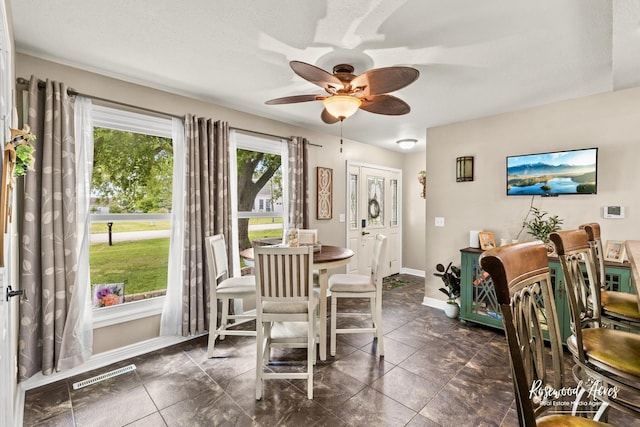 601 E Washington St, Ashkum, IL 60911 - dining space with baseboards and a ceiling fan