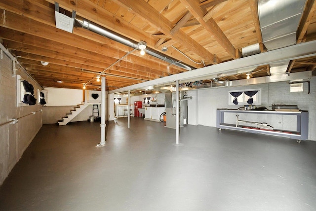 10105 S California Ave, Chicago, IL 60655 - basement featuring stairs and washer and dryer