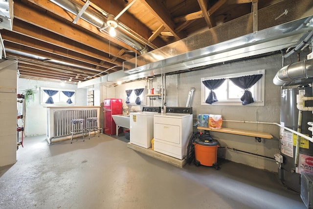 10105 S California Ave, Chicago, IL 60655 - basement featuring washing machine and dryer and gas water heater