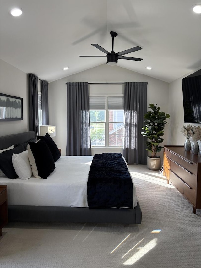 17 Harborside Way, Hawthorn Woods, IL 60047 - bedroom featuring carpet flooring, vaulted ceiling, recessed lighting, and ceiling fan
