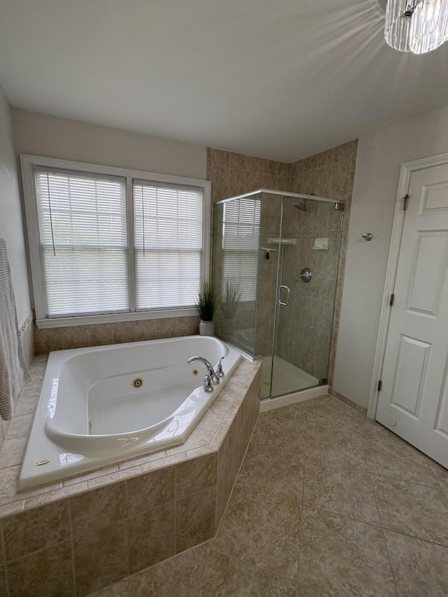 17 Harborside Way, Hawthorn Woods, IL 60047 - bathroom with a tub with jets, a stall shower, and tile patterned flooring