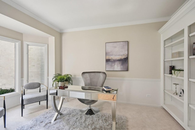 1123 Thackery Ln, Naperville, IL 60564 - home office featuring carpet floors, crown molding, and built in features
