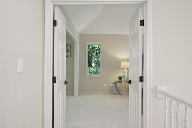 1123 Thackery Ln, Naperville, IL 60564 - hall featuring carpet flooring and vaulted ceiling