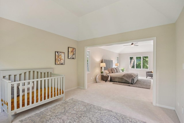1123 Thackery Ln, Naperville, IL 60564 - carpeted bedroom featuring lofted ceiling and baseboards