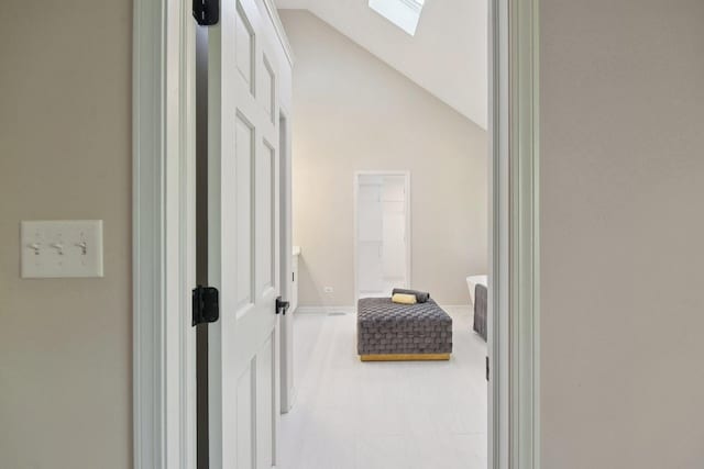 1123 Thackery Ln, Naperville, IL 60564 - hallway featuring lofted ceiling and a skylight
