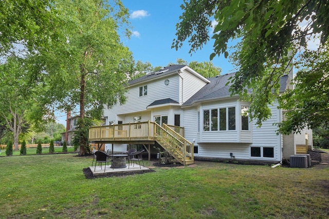 1123 Thackery Ln, Naperville, IL 60564 - rear view of property with an outdoor fire pit, a deck, a yard, stairway, and a patio area