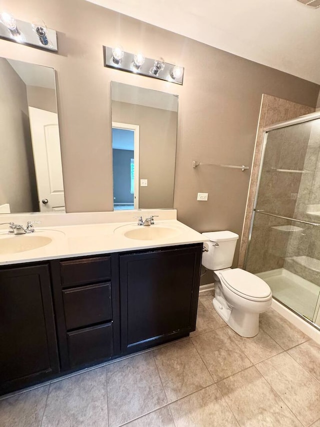 5 Boathouse Rd, Pingree Grove, IL 60140 - bathroom featuring double vanity, a shower stall, and tile patterned floors