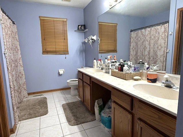 1907 Larkspur Dr, Plainfield, IL 60586 - full bathroom with double vanity, tile patterned floors, and a shower with shower curtain