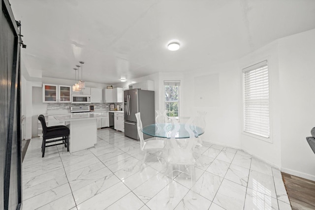 3032 Sandy Ridge Dr, Steger, IL 60475 - dining space with light marble finish flooring