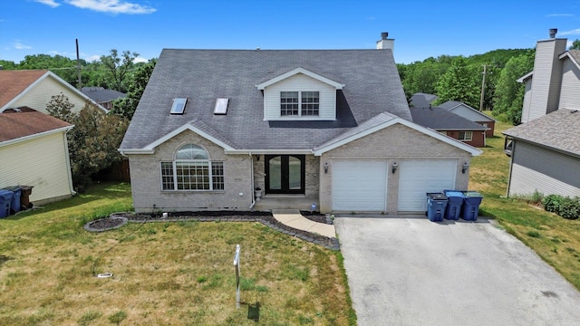 3032 Sandy Ridge Dr, Steger, IL 60475 - view of front facade with asphalt driveway, an attached garage, brick siding, and a front yard