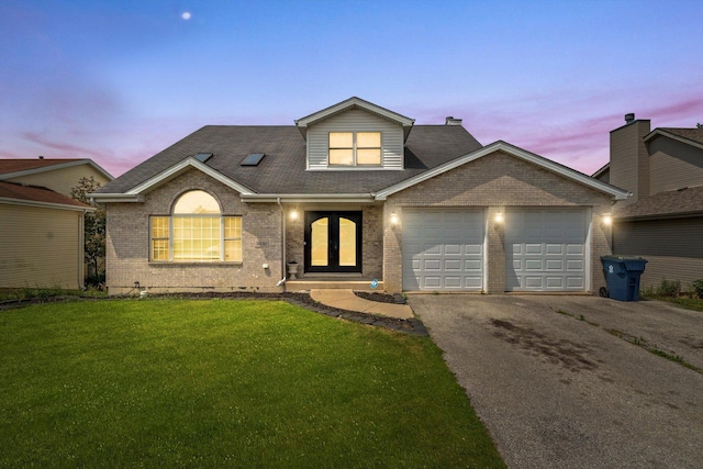 3032 Sandy Ridge Dr, Steger, IL 60475 - traditional-style house featuring driveway, a garage, a lawn, brick siding, and roof with shingles
