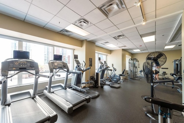 512 N Mcclurg Ct Unit 4302, Chicago, IL 60611 - exercise room featuring a drop ceiling