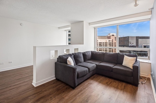 512 N Mcclurg Ct Unit 4302, Chicago, IL 60611 - living area featuring dark wood-type flooring and a textured ceiling