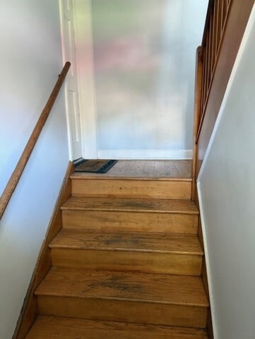 3608 Jackson St Unit 2E, Bellwood, IL 60104 - staircase featuring wood finished floors