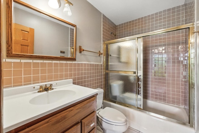 3664 E 2619th Rd, Sheridan, IL 60551 - full bathroom featuring tile walls, enclosed tub / shower combo, and vanity