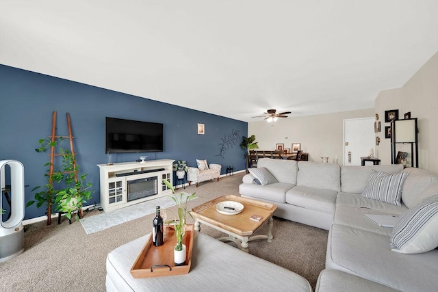 10048 S Pulaski Rd Unit 3F, Oak Lawn, IL 60453 - carpeted living area with ceiling fan and baseboards