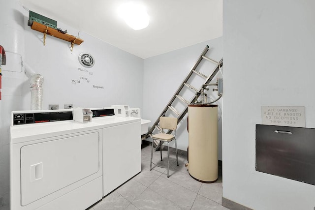 10048 S Pulaski Rd Unit 3F, Oak Lawn, IL 60453 - laundry room with washing machine and dryer, water heater, and light tile patterned floors
