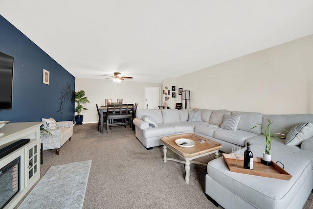 10048 S Pulaski Rd Unit 3F, Oak Lawn, IL 60453 - carpeted living room featuring a ceiling fan