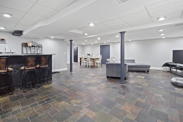8040 W Balmoral Ave, Norwood Park Township, IL 60631 - indoor dry bar with a drop ceiling and ornate columns