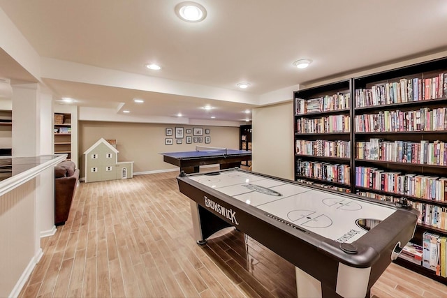 1194 Oxford Ct, Highland Park, IL 60035 - rec room featuring light wood finished floors, pool table, and recessed lighting