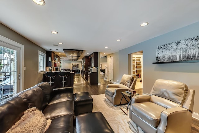 1194 Oxford Ct, Highland Park, IL 60035 - living room featuring dark wood finished floors and recessed lighting
