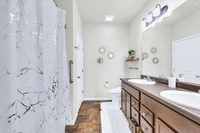 412 Doisy Ln, Champaign, IL 61822 - full bath featuring stone finish floors, double vanity, and a marble finish shower
