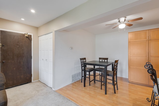 717 Tipperary Ct Unit 2B, Schaumburg, IL 60193 - dining space with ceiling fan, recessed lighting, and light wood-style flooring