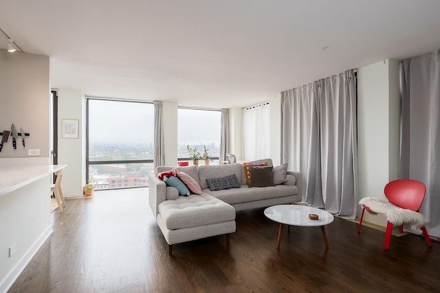 345 W Fullerton Pkwy Unit 1706, Chicago, IL 60614 - living room featuring wood finished floors, expansive windows, and track lighting
