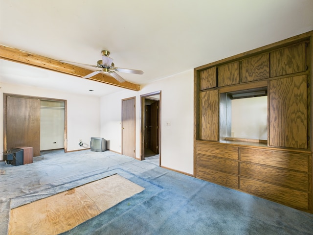 2404 Sigwalt St, Rolling Meadows, IL 60008 - unfurnished bedroom featuring carpet flooring, beam ceiling, and a ceiling fan