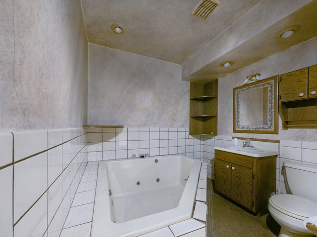 2404 Sigwalt St, Rolling Meadows, IL 60008 - full bathroom featuring tile walls, vanity, and a tub with jets
