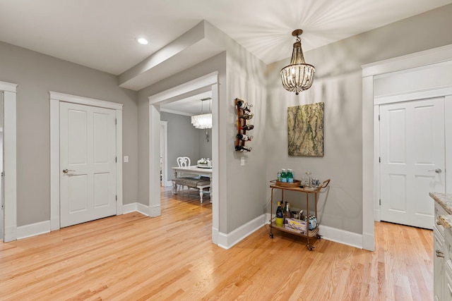 506 E Russell St, Barrington, IL 60010 - entrance foyer featuring a chandelier, light wood-style floors, and recessed lighting