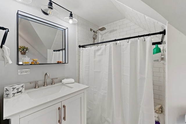 506 E Russell St, Barrington, IL 60010 - bathroom with a shower with shower curtain and vanity