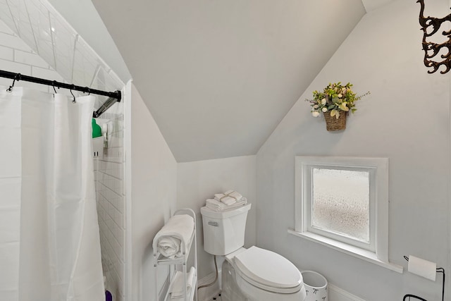 506 E Russell St, Barrington, IL 60010 - full bath featuring lofted ceiling and a shower with shower curtain