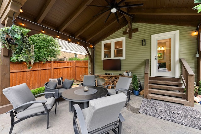 506 E Russell St, Barrington, IL 60010 - view of patio with entry steps, an outdoor living space, and a ceiling fan