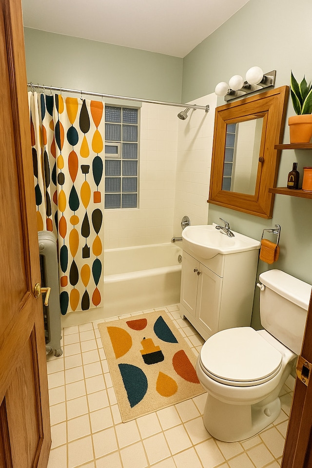 3514 N Lawndale Ave Unit 2, Chicago, IL 60618 - full bath with shower / bathtub combination with curtain, vanity, and tile patterned flooring