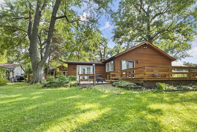 21368 W Pepper Dr, Lake Zurich, IL 60047 - back of property with a deck and a lawn