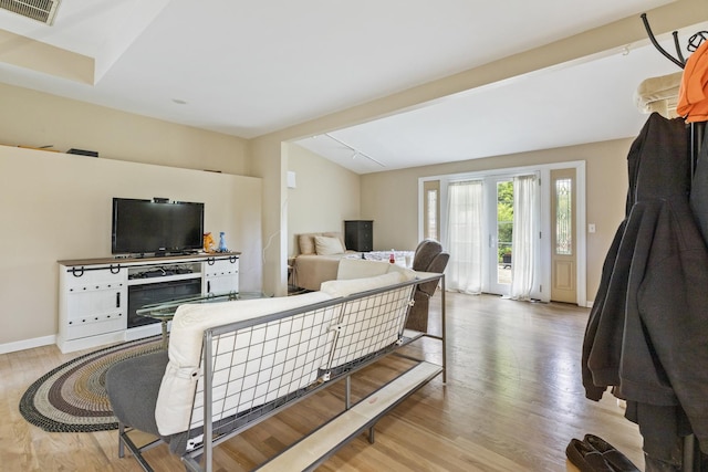 21368 W Pepper Dr, Lake Zurich, IL 60047 - living room featuring wood finished floors and vaulted ceiling