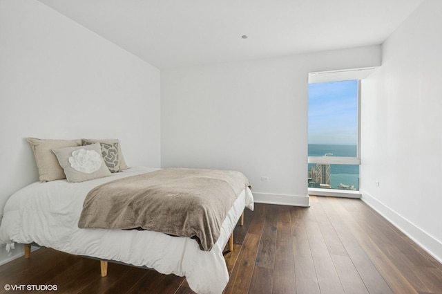 363 E Wacker Dr Unit 6501, Chicago, IL 60601 - bedroom featuring dark wood finished floors and a water view