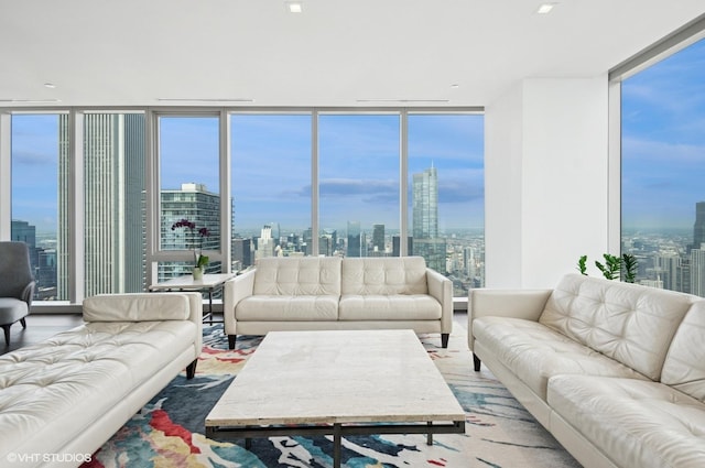 363 E Wacker Dr Unit 6501, Chicago, IL 60601 - living room featuring a view of skyline and a wall of windows