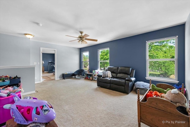 243 Johnson St, Hampshire, IL 60140 - living area with carpet floors and ceiling fan