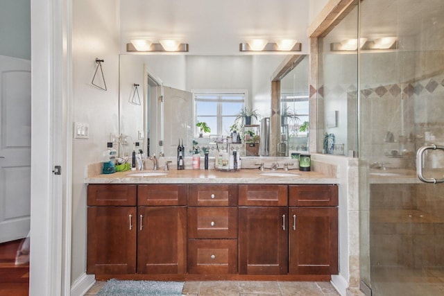 3234 N California St Unit 3S, Chicago, IL 60618 - bathroom with double vanity and a stall shower