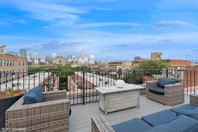 17 N Loomis St Unit 1C, Chicago, IL 60607 - wooden terrace with a skyline view