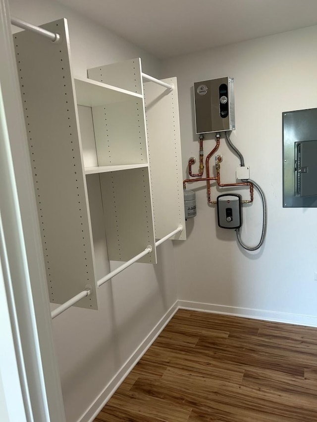 200 Park Ave Unit 634, Calumet City, IL 60409 - spacious closet featuring electric panel, wood finished floors, and water heater