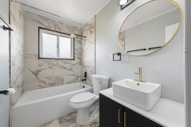 3760 176th Pl, Country Club Hills, IL 60478 - bathroom featuring shower / bath combination, vanity, and marble finish floors