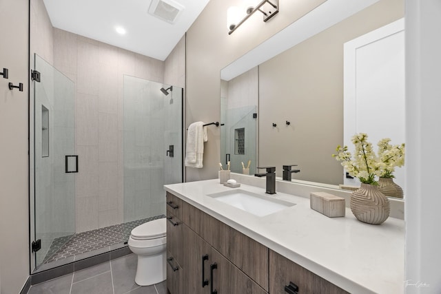 1642 W Wolfram St, Chicago, IL 60657 - full bath featuring vanity, a shower stall, and tile patterned floors