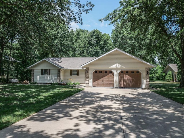 26 N Deer Lk, Villa Grove, IL 61956 - ranch-style house with an attached garage, driveway, and a front yard