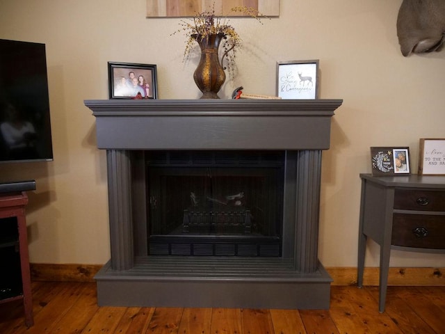 26 N Deer Lk, Villa Grove, IL 61956 - detailed view of a fireplace with raised hearth and wood finished floors