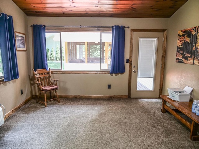 26 N Deer Lk, Villa Grove, IL 61956 - sitting room with wood ceiling, healthy amount of natural light, and carpet